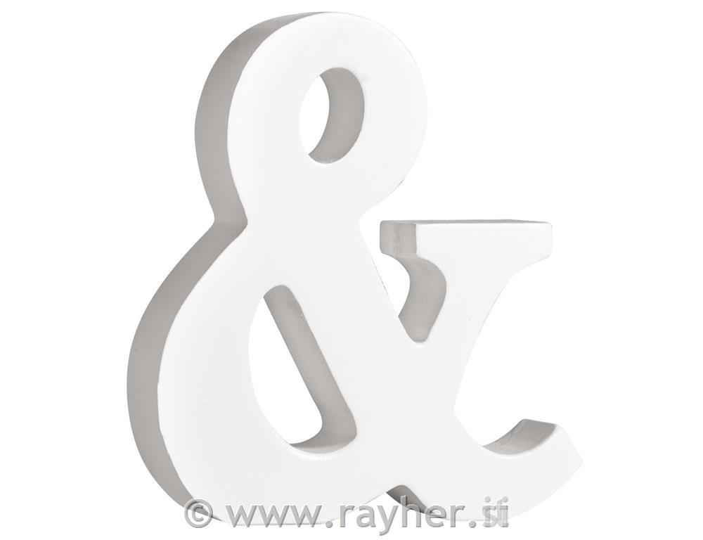Drveni znak "&", bijeli, 11cm, 2cm