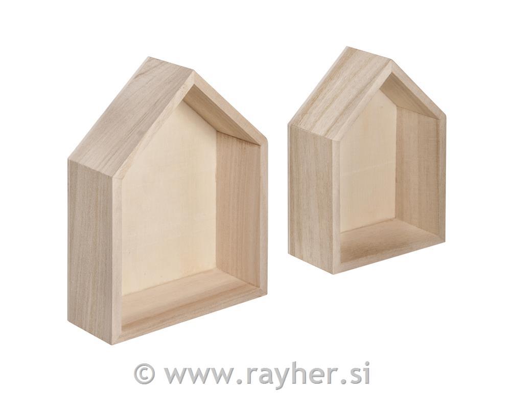 Drvena kućica set 2, 14x10x4cm+12.5x8.5x4cm
