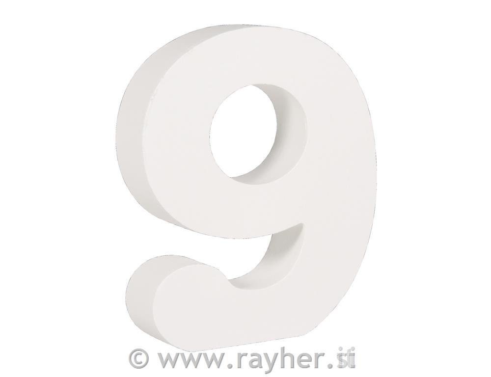 MDF - number "9" , white, 11cm, thick 2