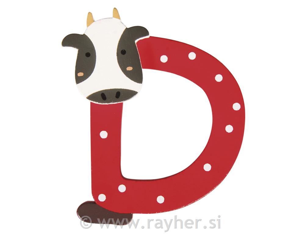 Drveno slovo za djecu, 4.5x5.5cm, D