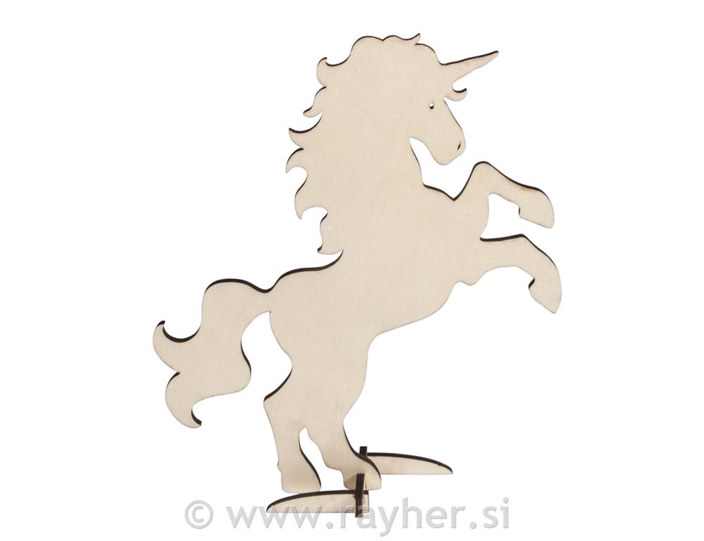 Wooden unicorn FSC 100%, to set, 19x24cm, one-sided motif, tab-bag 1pc