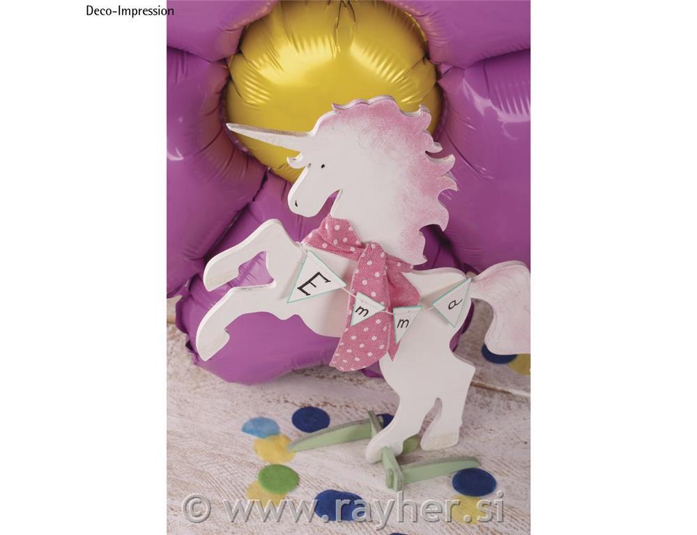 Wooden unicorn FSC 100%, to set, 19x24cm, one-sided motif, tab-bag 1pc