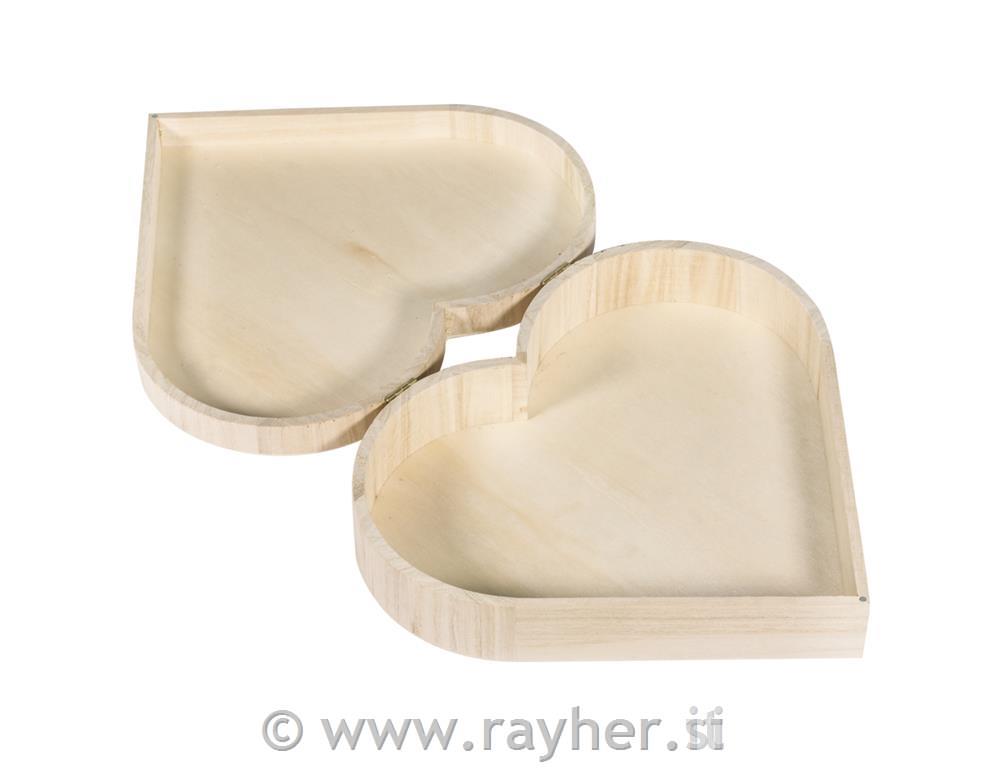 Drvena kutija Srce, 25.3x24x6cm, magnetski poklopac