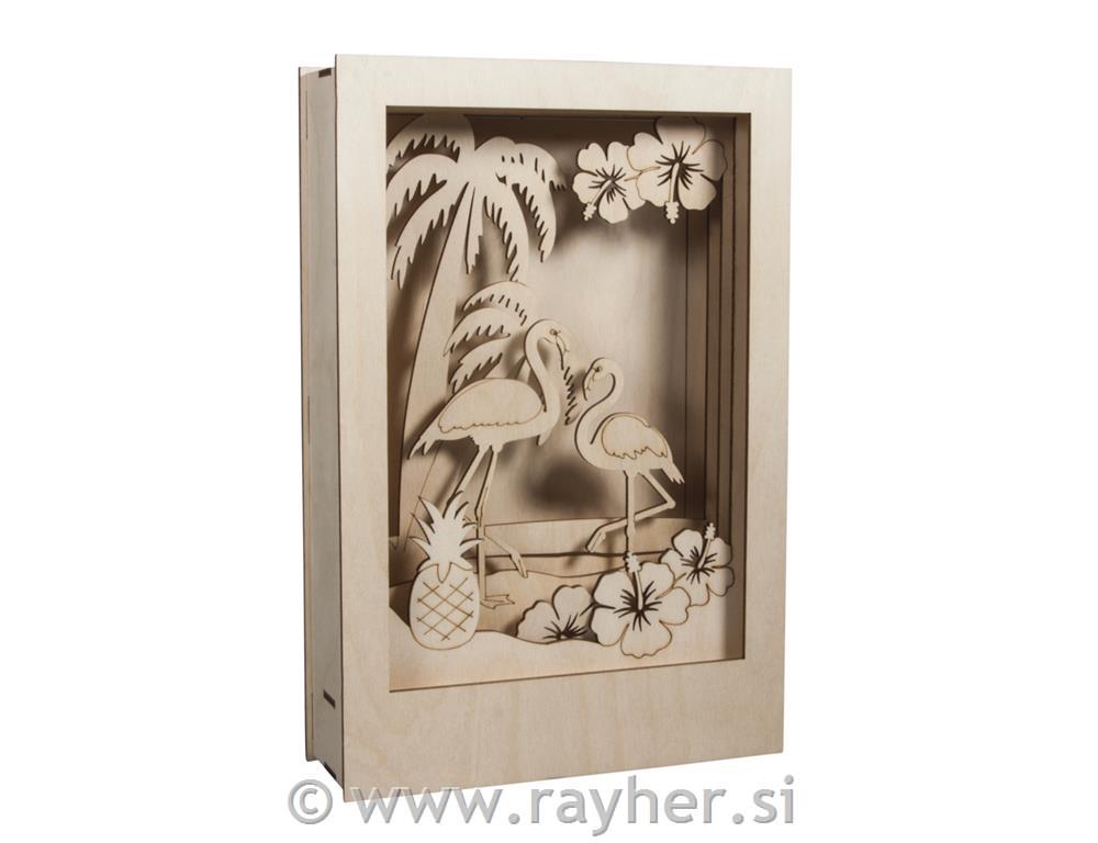 Drvena zagonetka 3D Flamingo, 20x30x6.7cm,