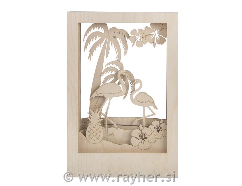 Drvena zagonetka 3D Flamingo, 20x30x6.7cm,