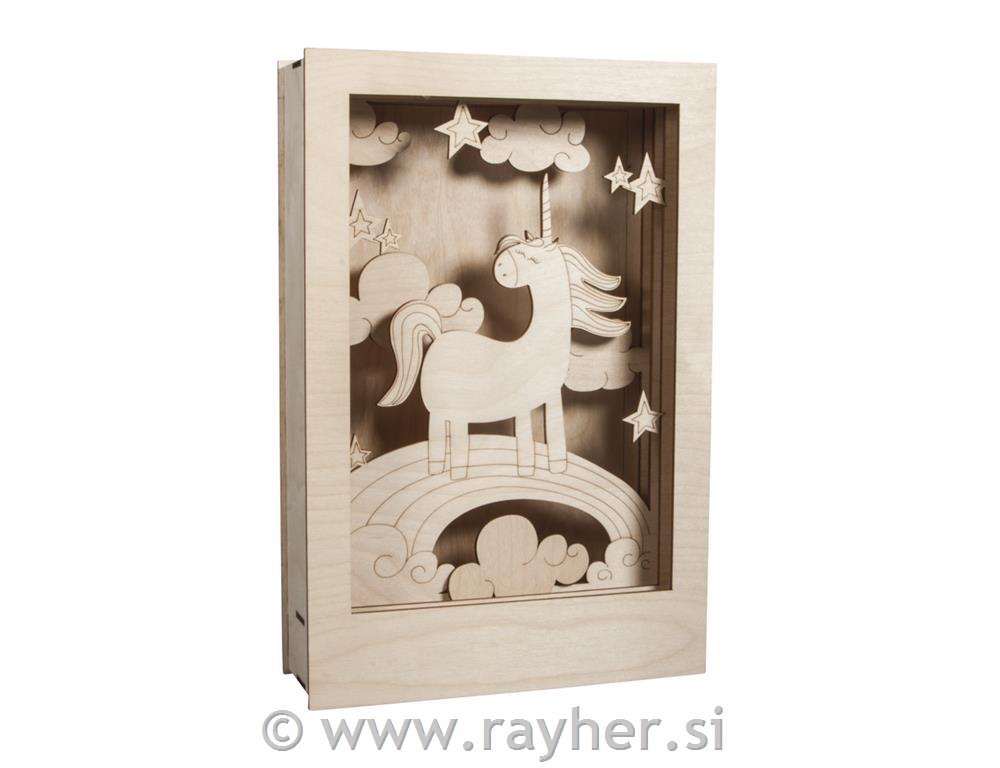 Drvena zagonetka 3D Jednorog, 20x30x6.5cm, 1