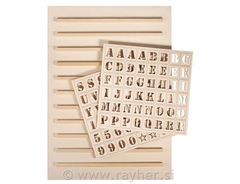 Wooden Letterboard, FSC Mix Credit, natural, 30x42cm, incl. 96 letters, 1set
