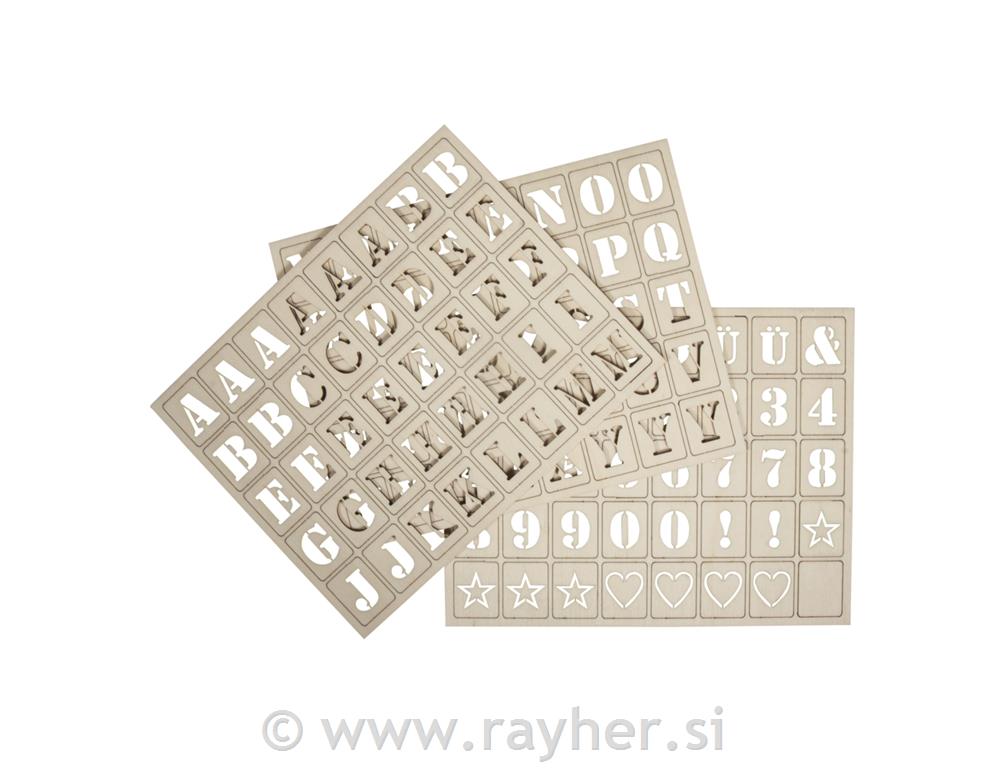 Drvena slova&brojevi, 3x2.4cm, set 120