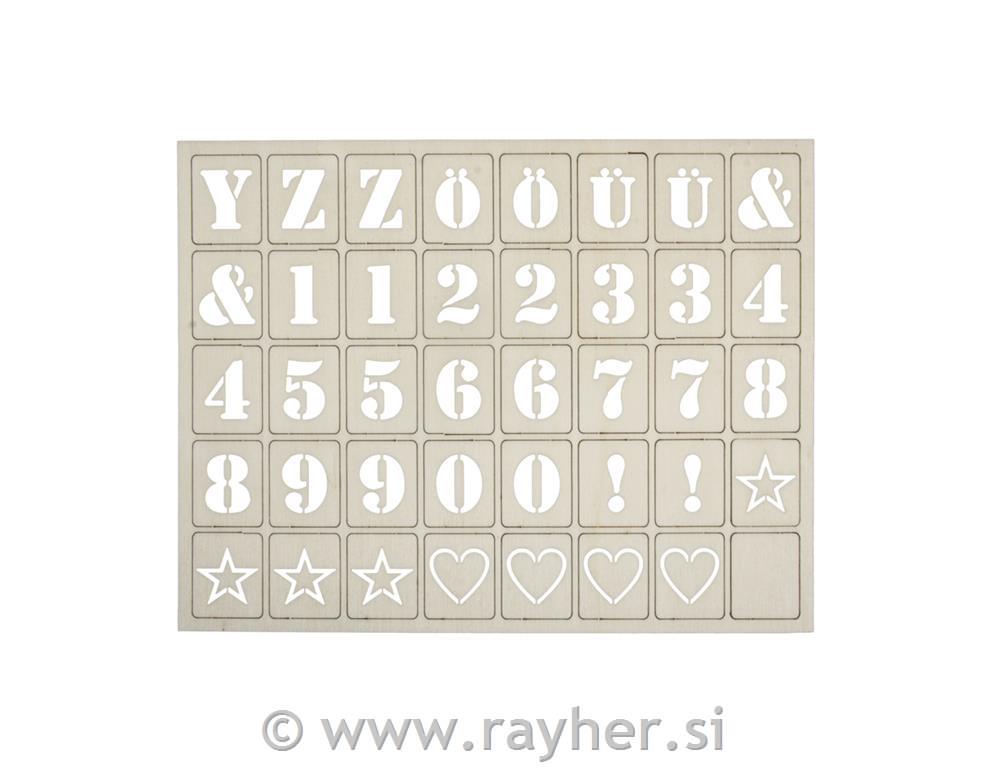 Drvena slova&brojevi, 3x2.4cm, set 120
