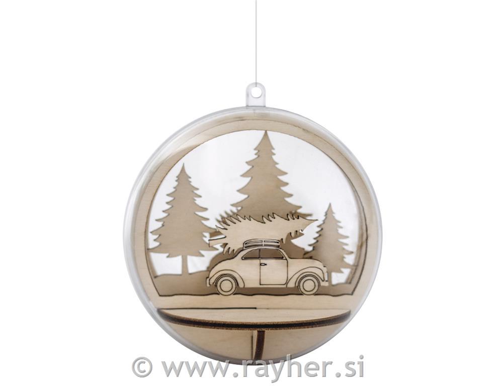 Woodenplugs Car+Tree,FSCMixCred,9.5cm o5-piece, tab-bag 1Setnatural
