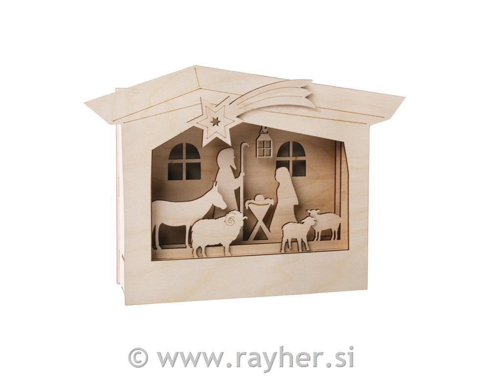 Wood.constr.3D motif-frames,FSCMixCred.24x24x6.3cm, crib, 13-part, box 1Setnatural