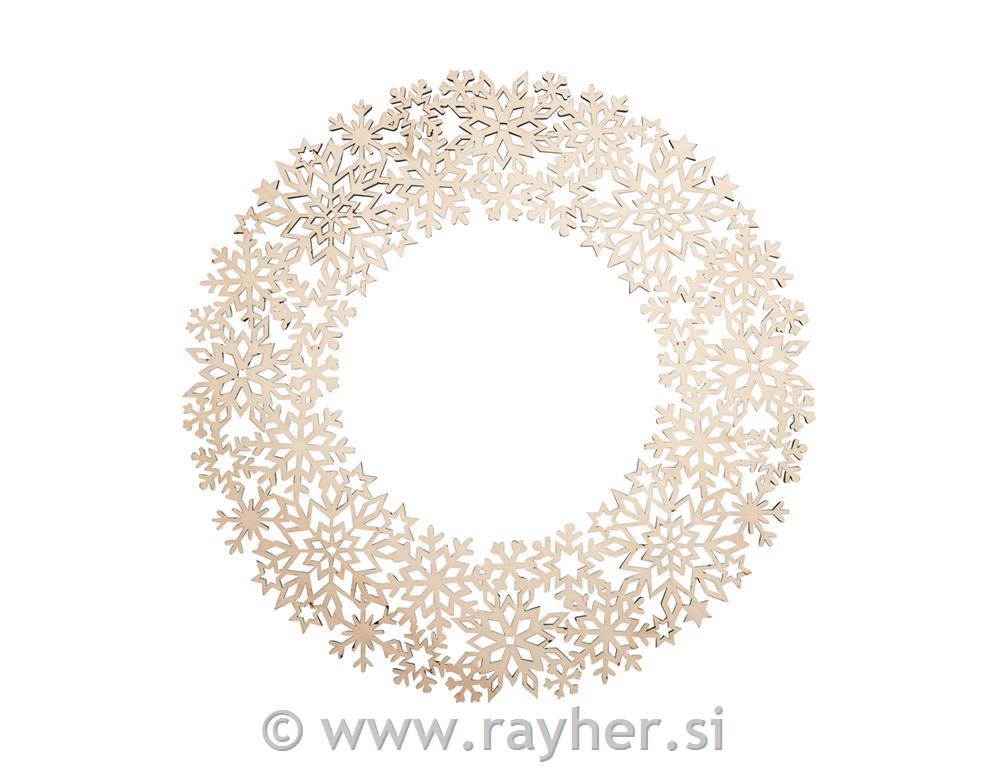 Wood.ornam.wreath Star,FSCMixCred,35cm o10-part, with crosspieces, box 1Setnatural