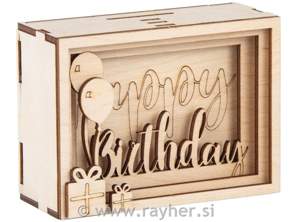 Drvena 3D kutija za poklon "Birthday"