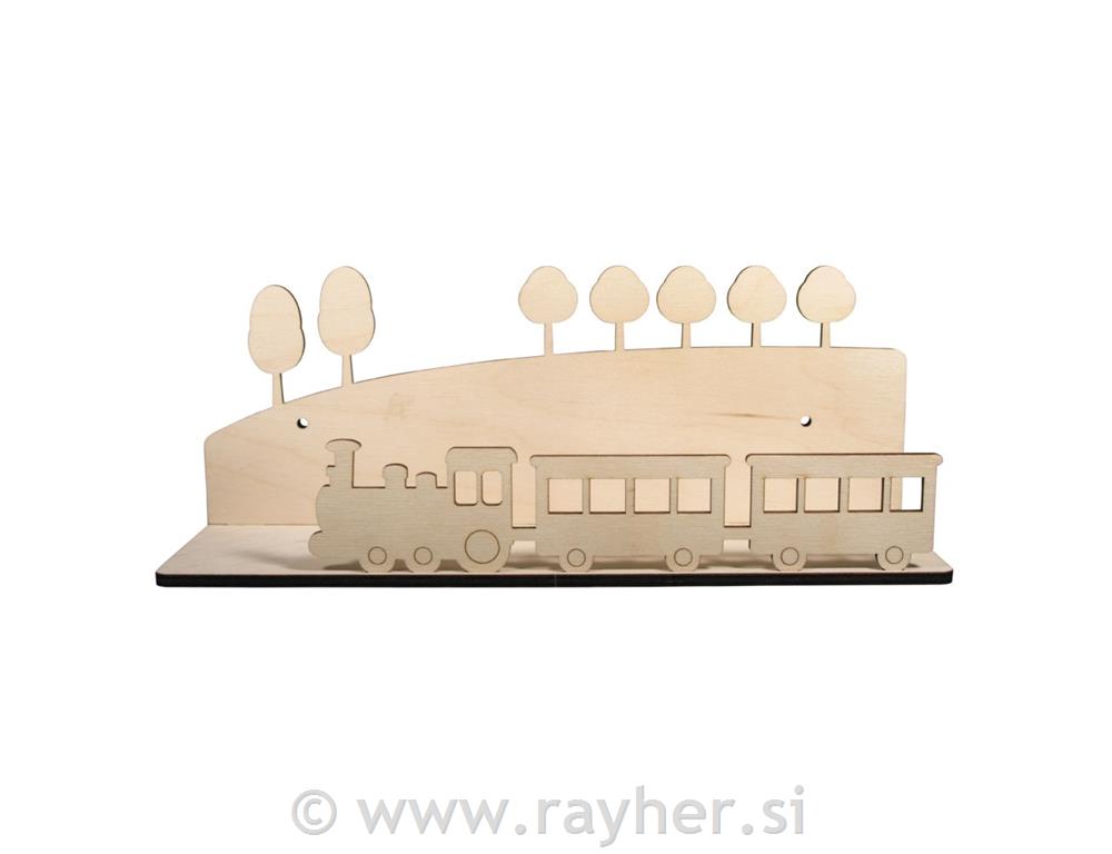 Drvena polica, Vlak, 35x14x10cm, 5-dijel