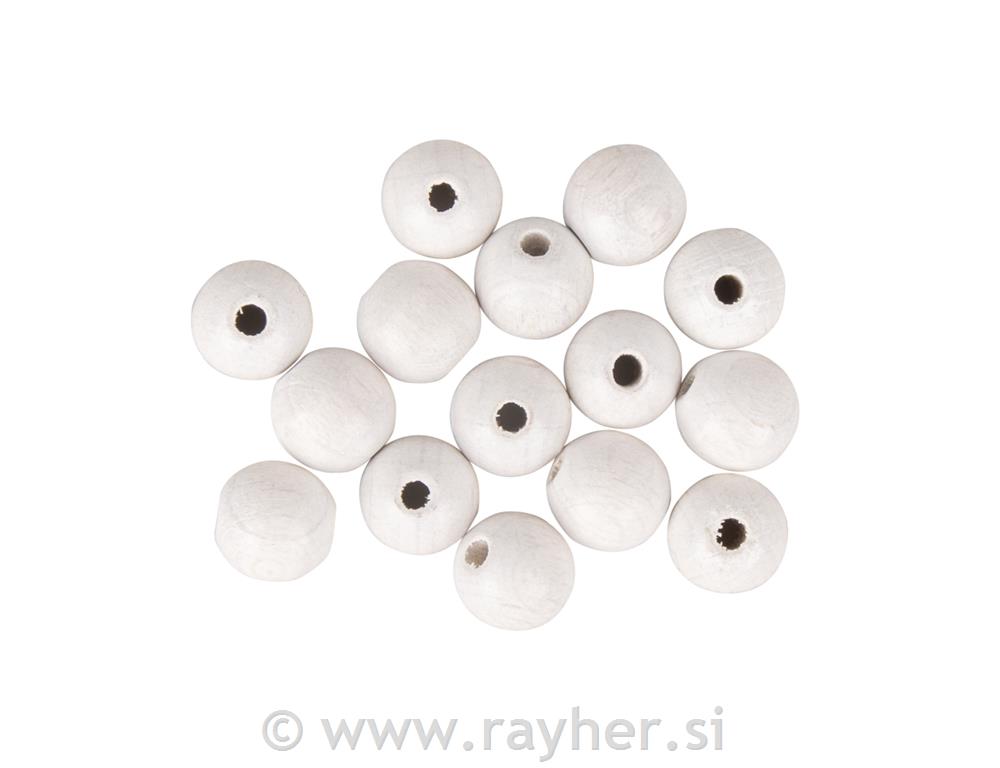 Drvene perle 10 mm, bijele, set 35