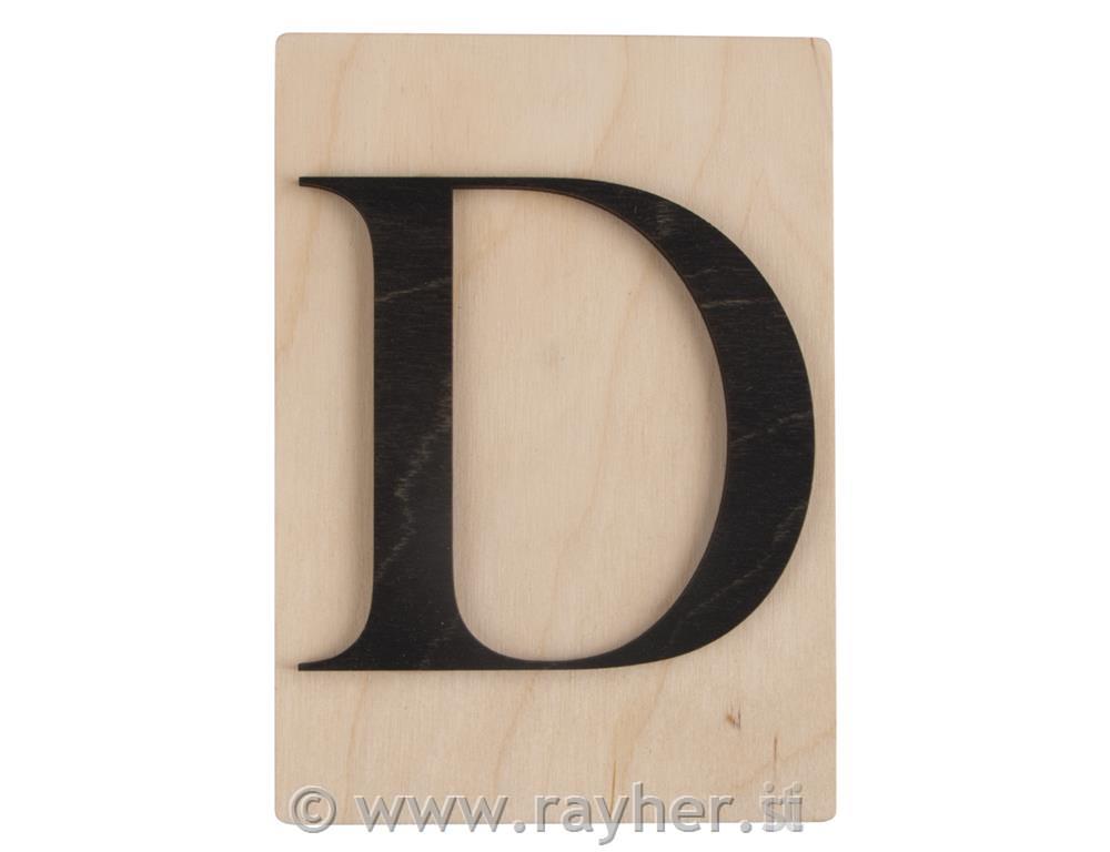 Drveno slovo D; 10,5x14,8cm