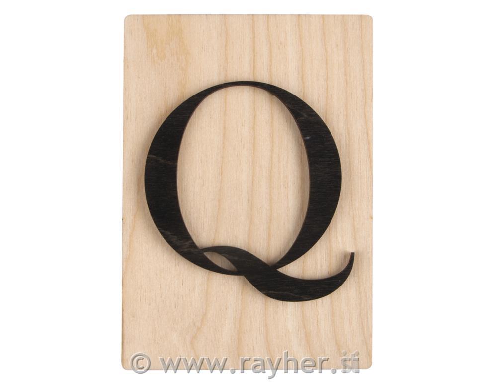 Lesena črka Q; 10,5x14,8cm