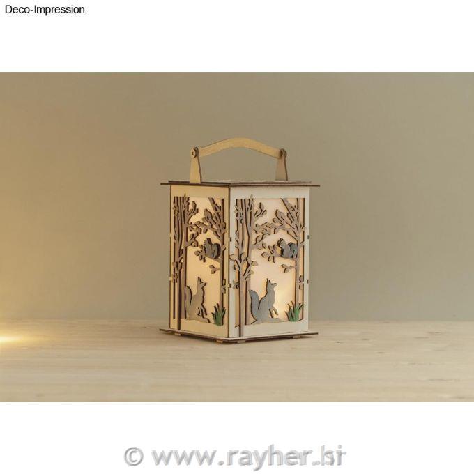 Lesena sestavljanka Lanterna gozd 8.5x8.5x11.7cm, 15 delna