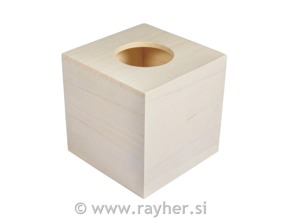 Lesena škatla za robčke, 14x14x14cm