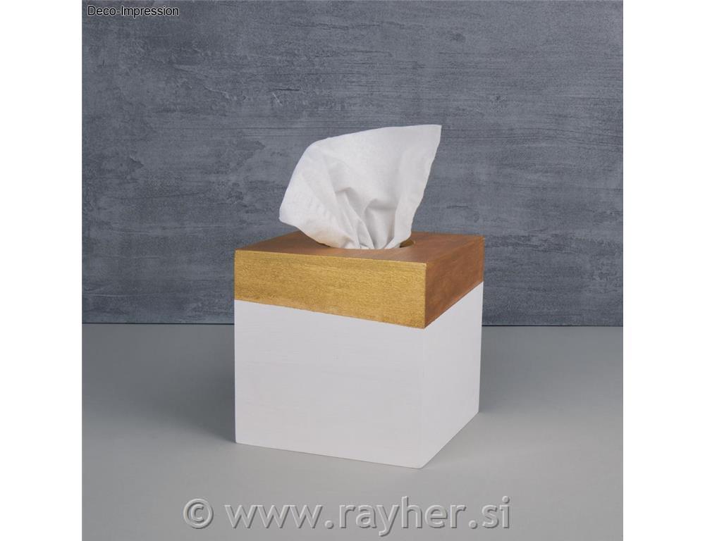 Lesena škatla za robčke, 14x14x14cm