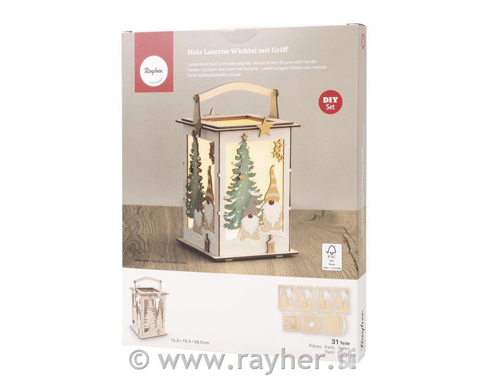 Wood lantern w.handle,FSCMixCrednatural