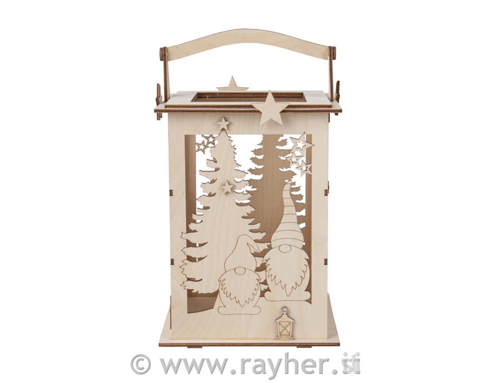 Wood lantern w.handle,FSCMixCrednatural