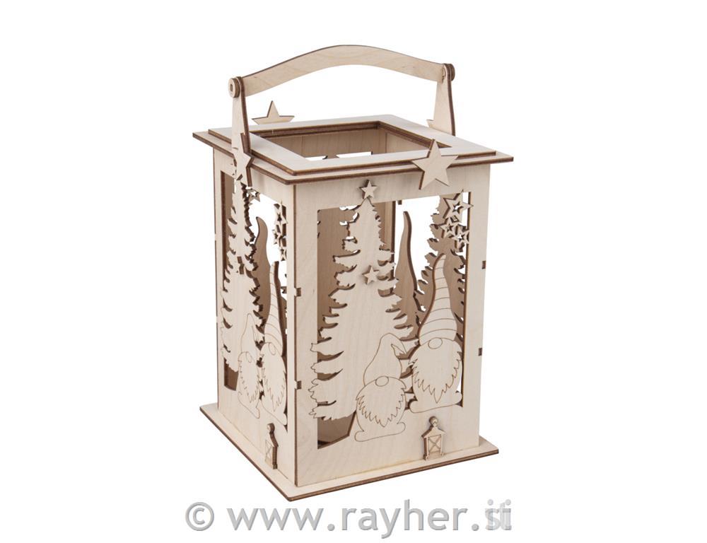 Wood lantern w.handle,FSCMixCrednatural