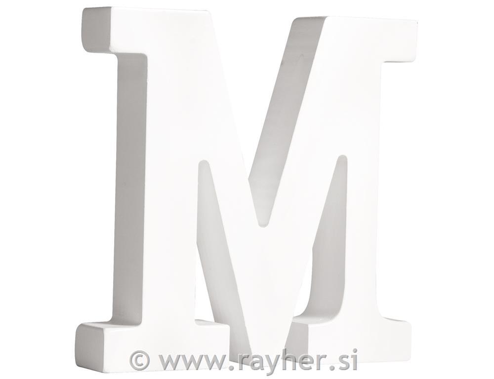 Drveno slovo "M", bijelo, 11cm, 2cm