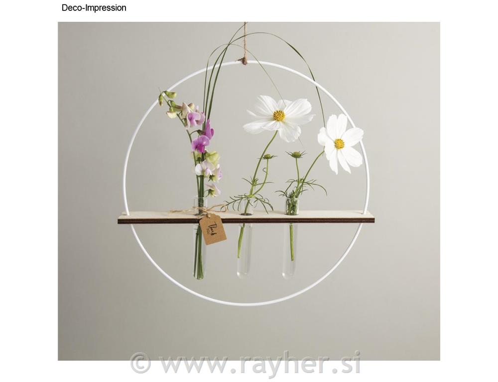 CK Deco ring+wood board, FSC Mix Credit,o 35cm, + acrylic test tube, box 1set