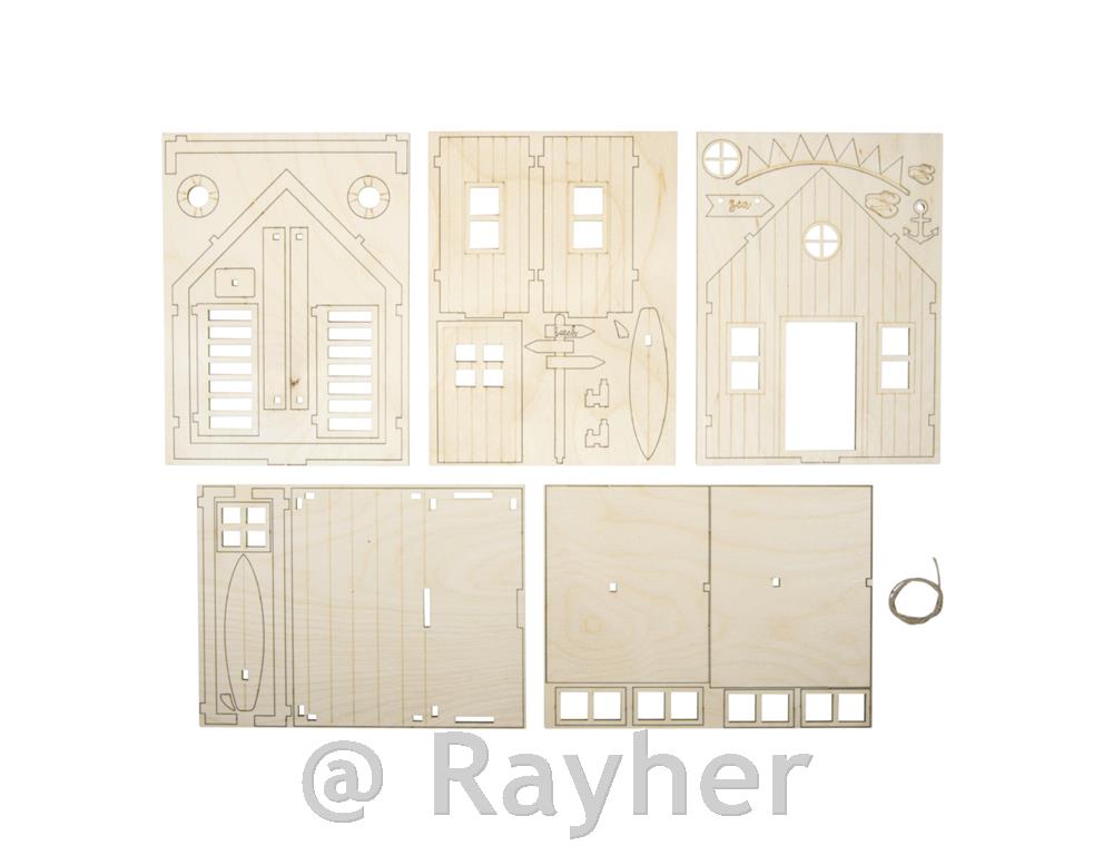 Drvena slagalica Kuća na plaži,13,5 x 13 x 18 cm, set od 36 dijelova