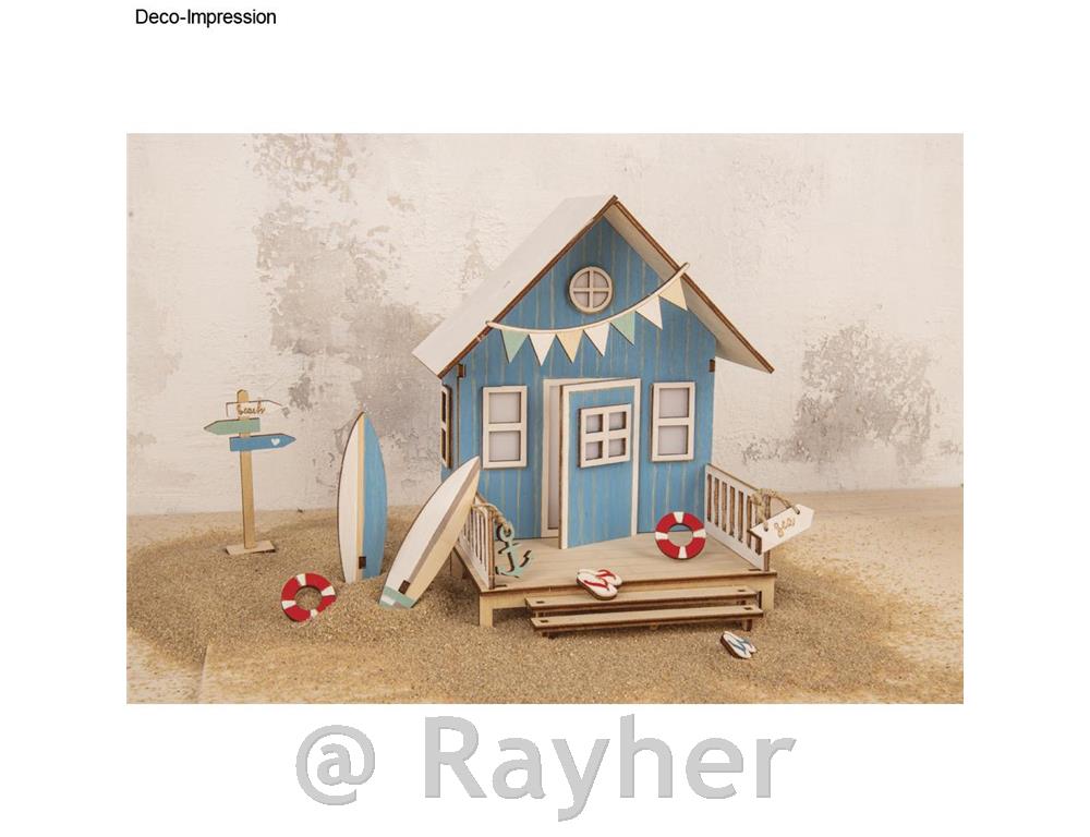 Drvena slagalica Kuća na plaži,13,5 x 13 x 18 cm, set od 36 dijelova