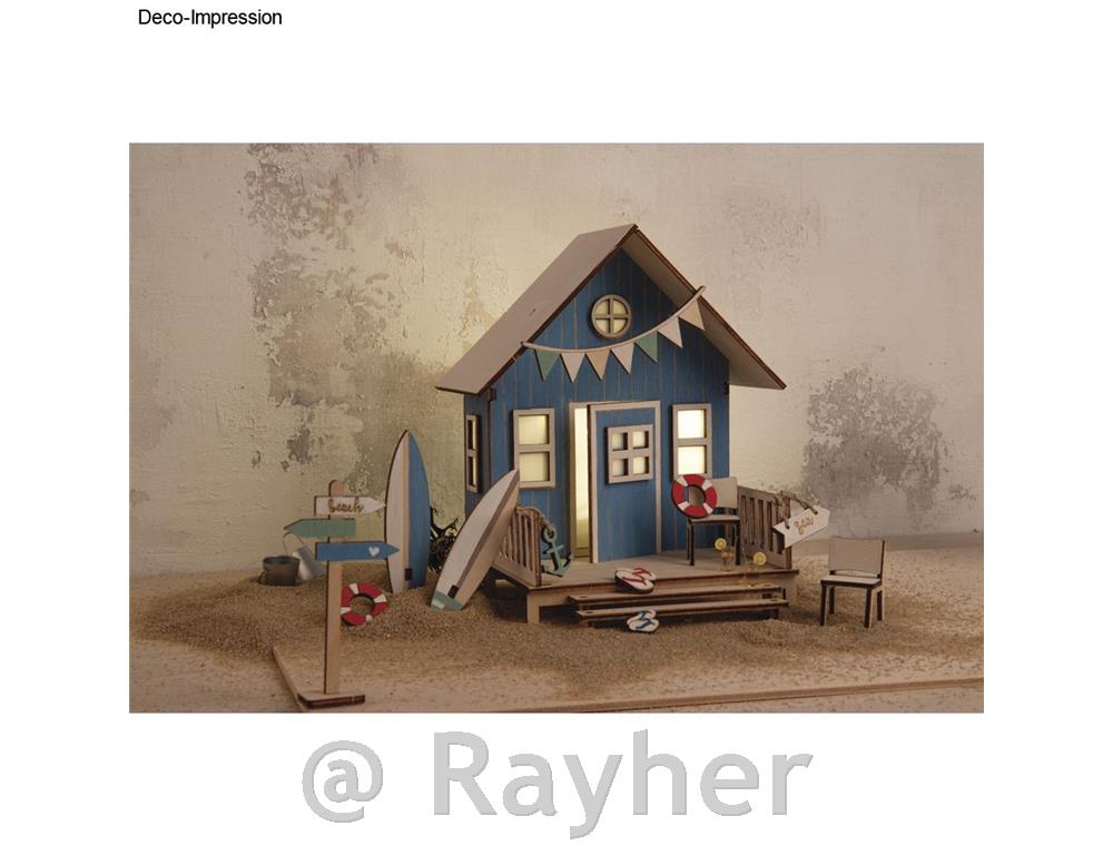 Drvena slagalica Kuća na plaži,13,5 x 13 x 18 cm, set od 36 dijelova