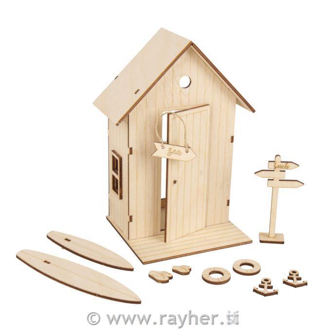 Drvena slagalica 3 D, Kućica na plaži10,5x9,6x17,3cm, 24 dijela