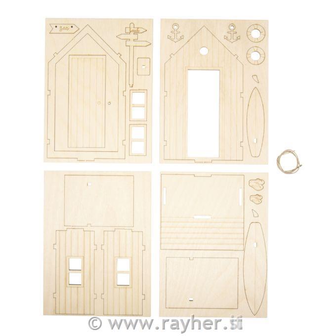 Drvena slagalica 3 D, Kućica na plaži10,5x9,6x17,3cm, 24 dijela