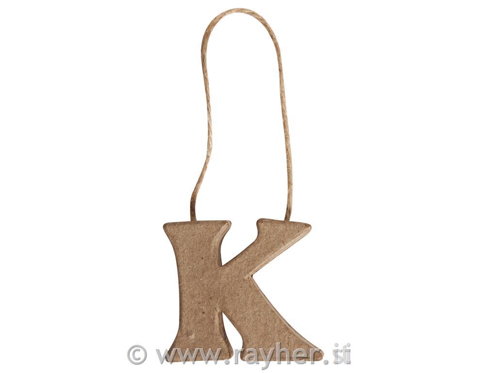 Pismo od pap. mase "K", 4x4.3x1cm, za vješanje