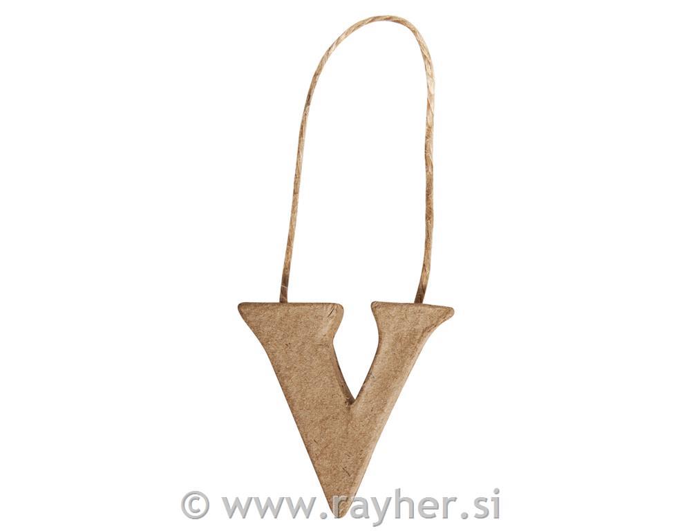 Črka iz pap. mase "V", 4x3.8x1cm, za obesit
