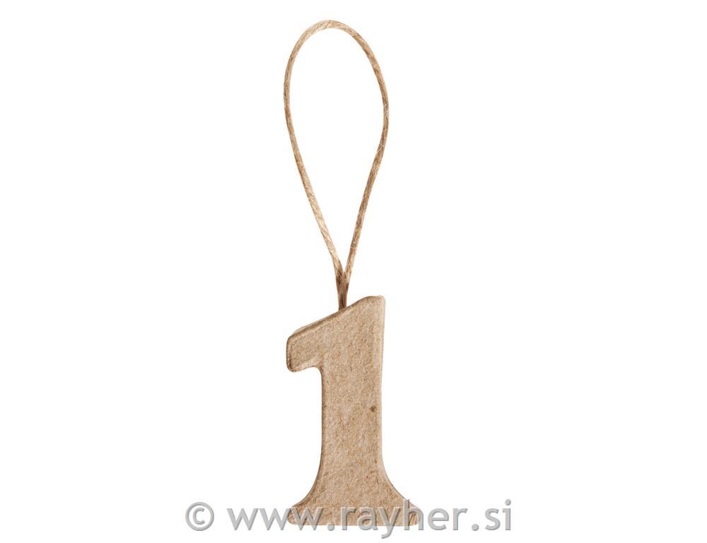 Broj od pap. mase "1", 4x2.2x1cm, za vješanje