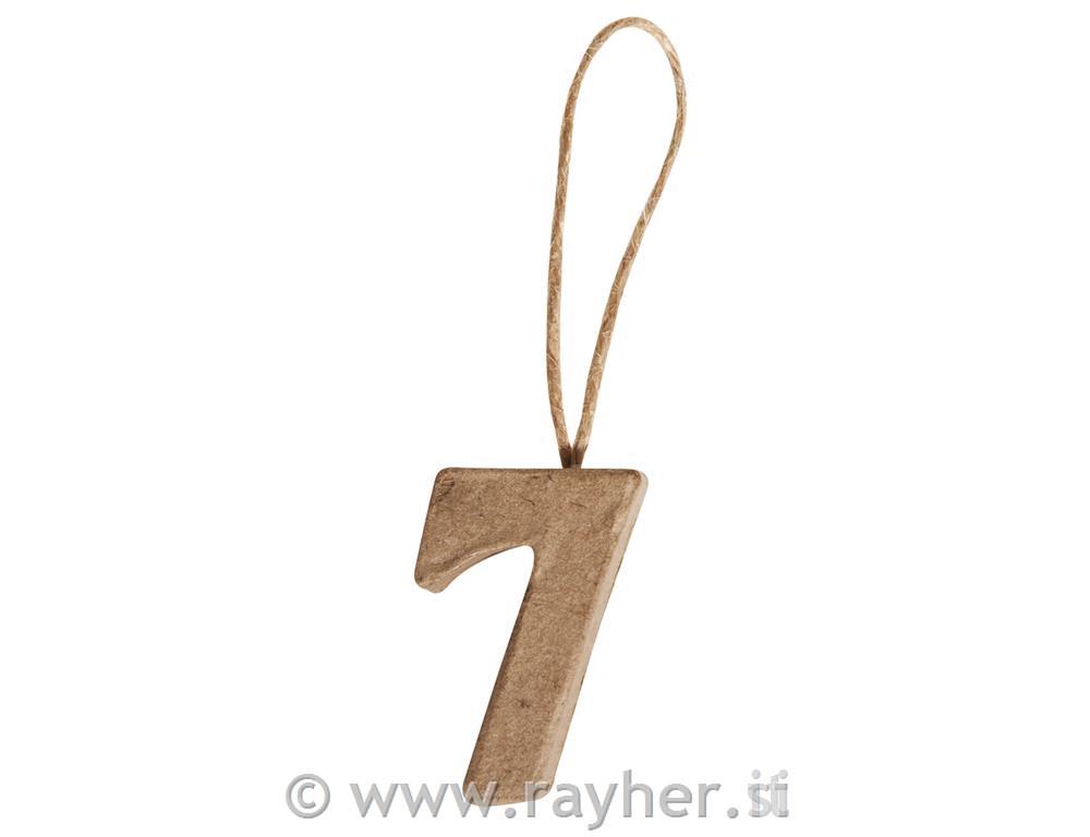 Broj od pap. mase "7", 4x2.5x1cm, za vješanje