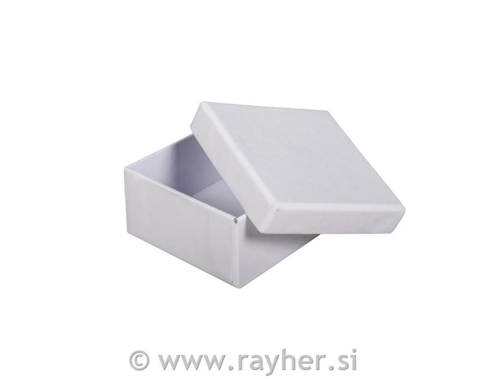 Škatle iz papirne mase bele, 6x6x3cm, kvadratne, set 4