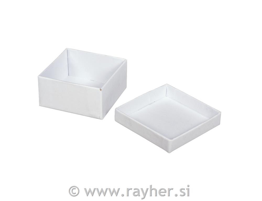 Škatle iz papirne mase bele, 6x6x3cm, kvadratne, set 4