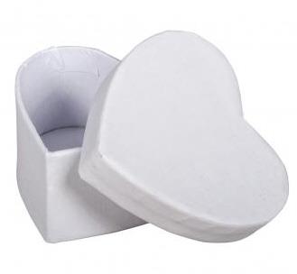 Kutije od papirne mase, bijele, 3cm, srca, set 4