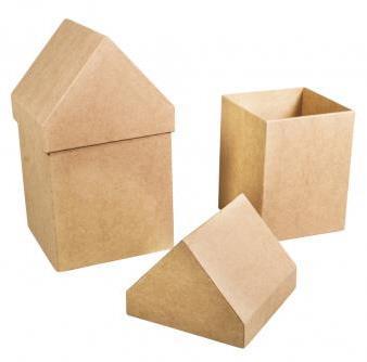 Kutije, kuće od papirne mase: 13.3x13.3x23cm + 11.5x11.5x20cm