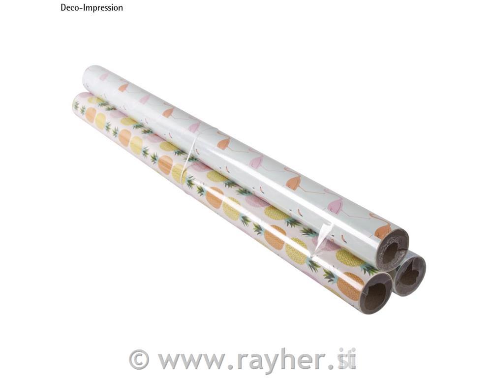 Gift paper rolls - tropical set, 70x200cm, 3 designs,80g/m2,, set 3pcs