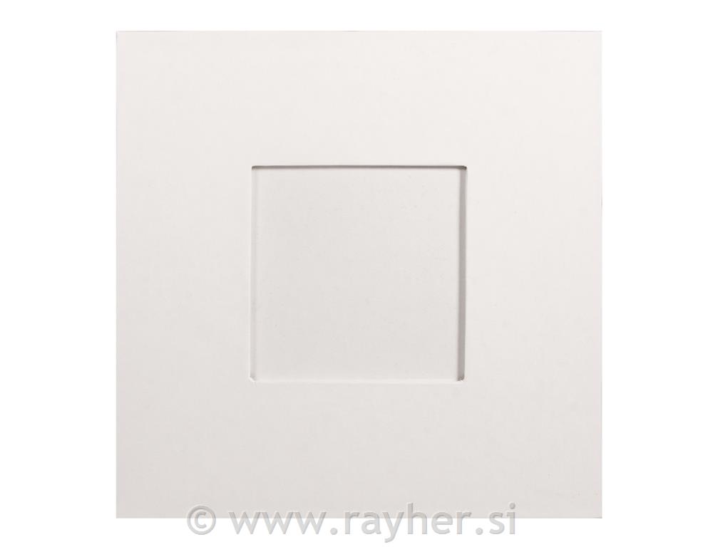 Okvir iz papirne mase,bel,18x18x0.7cm,za fotog. 9x9cm
