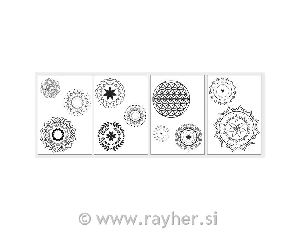 Transfer paper w. templates "Mandalas",5xA4 transfer paper+templates, tab-bag