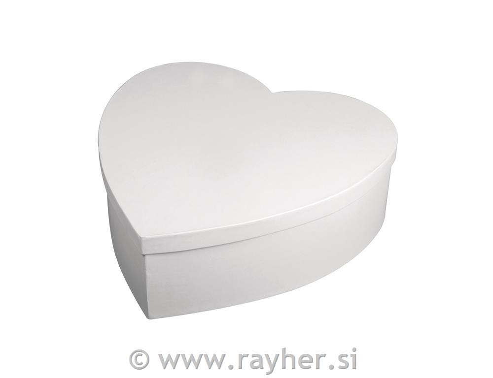 Pap.mâché box Heart,FSC Rec.100%, 30cm o, white, 10cm