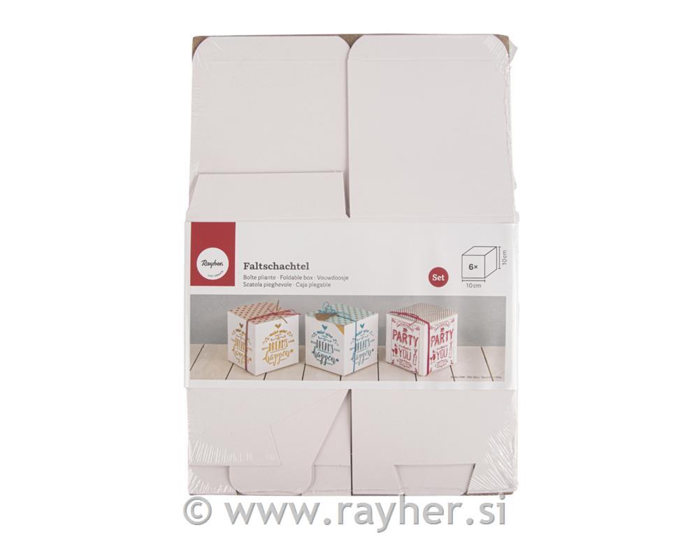 Foldable box10x10x10cm, set 6pcswhite