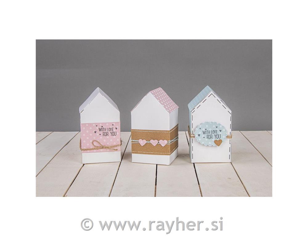Folding box House7.5x7.5x14cm, set 12pcswhite