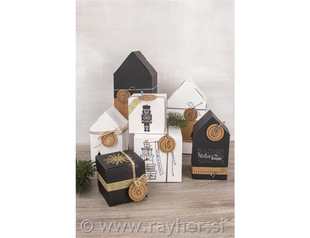 Folding box House7.5x7.5x14cm, set 12pcswhite