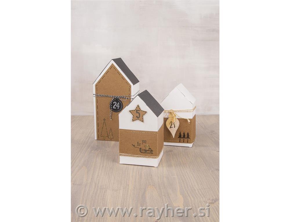 Folding box House7.5x7.5x14cm, set 12pcswhite